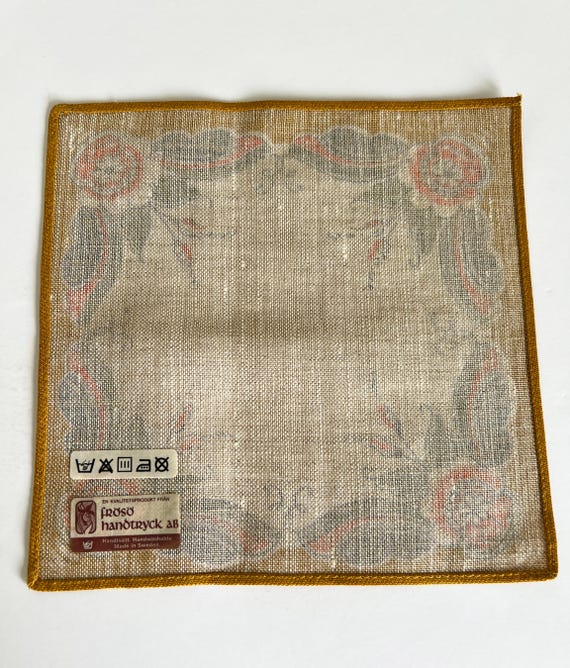 NOS Vintage Froso Handtryck Table Cloth Linen Textile Small Mid