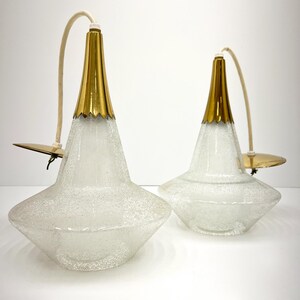 Vintage Moe White Glass Brass Pendant Light Fixture Ceiling Hanging Lamp Mid Century