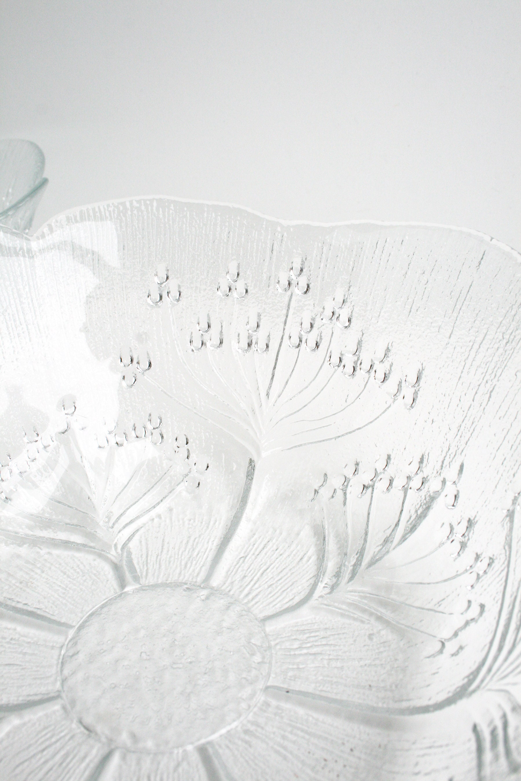 Dansk Floriform Glass XLarge Serving Bowl Set of 2 Mid Century Etsy