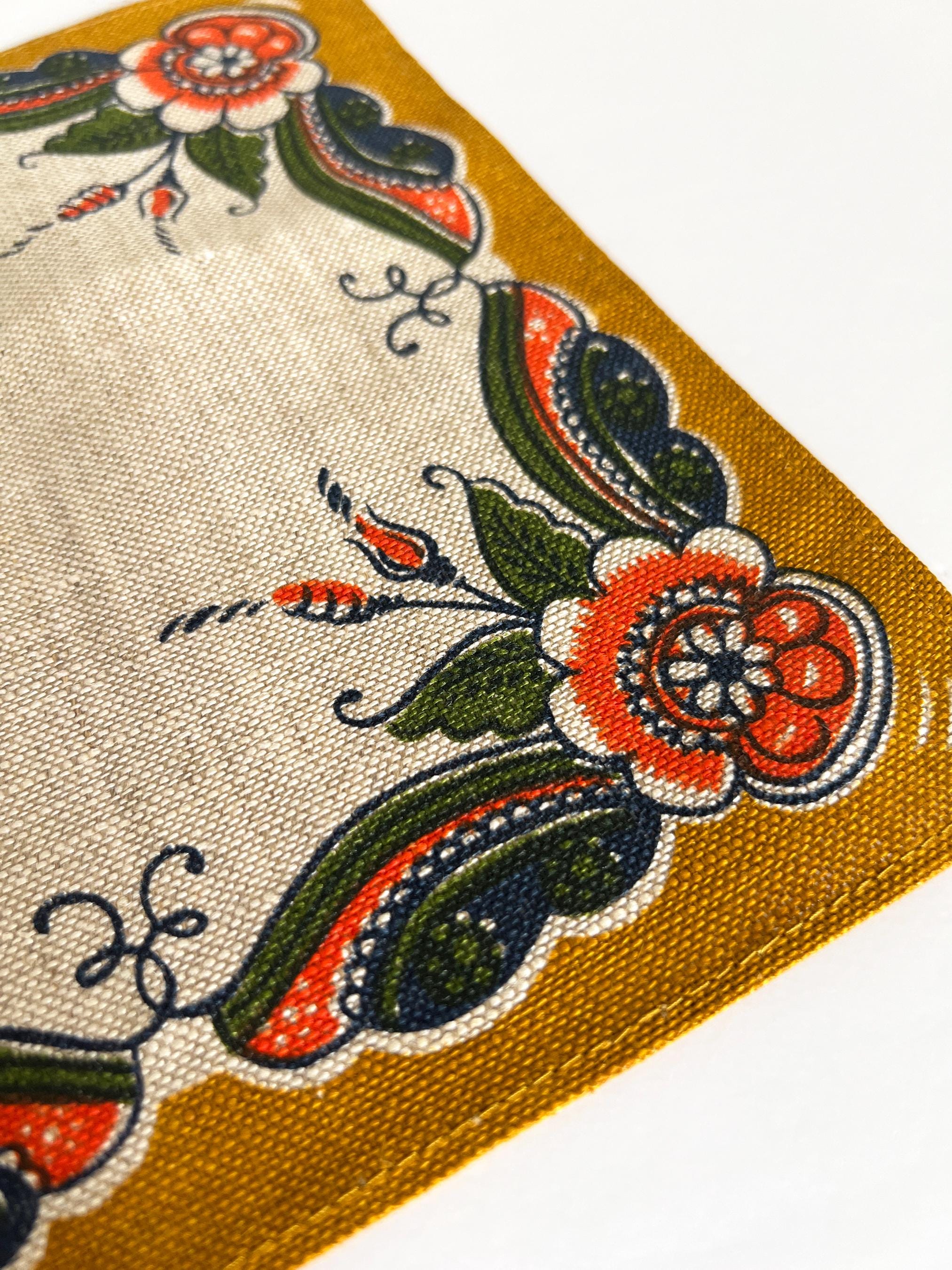 専用★Sweden＊Hand woven linen cloth＊・* NOS Vintage Froso Handtryck Table Cloth Linen Textile Small