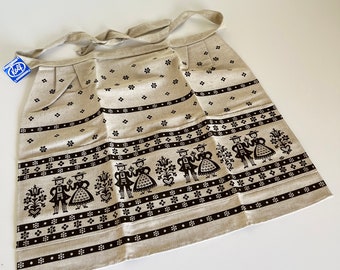 NOS Kolf Austria Bavarian German Folk Art Apron with Pockets Mid Century Scandinavian