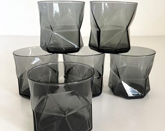 Bormioli Rocco Cassiopea Italy Whiskey Glass Smoke Grey Cocktail Drinking Glasses 6pc Set