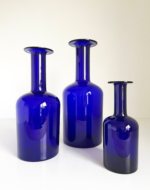 Holmegaard Gulvase Otto Brauer Blue Glass Vase 17