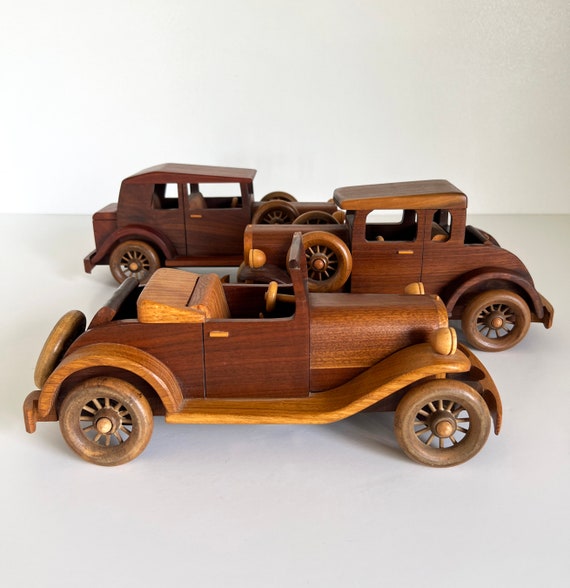 1929 Ford Roadster Wood Model Toy Car Vintage Solid Walnut Oak - Etsy