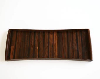 Don Shoemaker Long Rosewood Bow Serving Tray Tessellated Exotic Wood