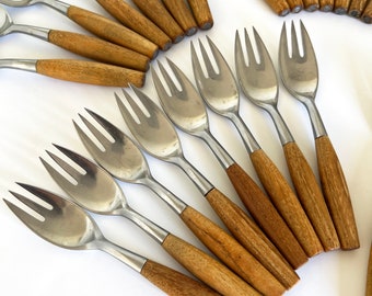 Dansk Fjord Germany Salad Fork Teak Quistgaard Early 4 Ducks Stainless Flatware 8pc