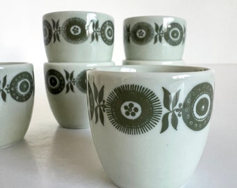 Porsgrund Egg Cups Green Flower Candleholder Set of 2 Mid Century Scandinavian