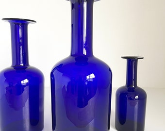 Holmegaard Gulvase Otto Brauer Blue Glass Vase 20" XLarge Scandinavian Danish Modern