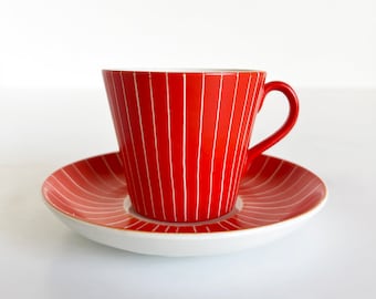 Upsala Ekeby Gefle Zenit Tea Coffee Cup Saucer Red Mid Century - Etsy