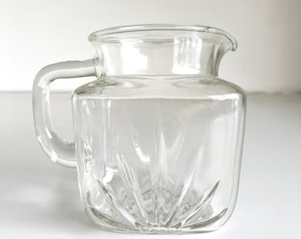 Vintage Federal Glass Starburst Sunburst Atomic Crystal Clear Glass Juice Pitcher Carafe Mid Century
