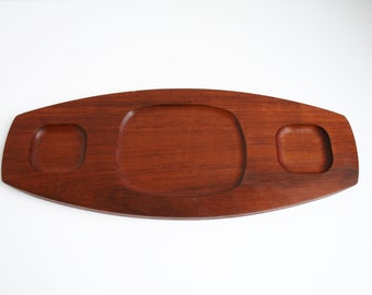 Arne Basse Teak Large 21.5" Serving Board Divided Tray Mid Century Danish Modern