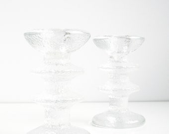 Timo Sarpaneva Festivo Iittala Candle Holder Scandinavian Glass Set of 2