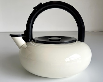 Vintage Copco Ultimo Sam Lebowitz Enamel Kettle Whistling 2.5QT Mid Century