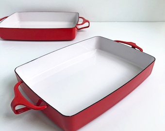 Dansk Kobenstyle Enamel Casserole Baking Pan Red Mid Century