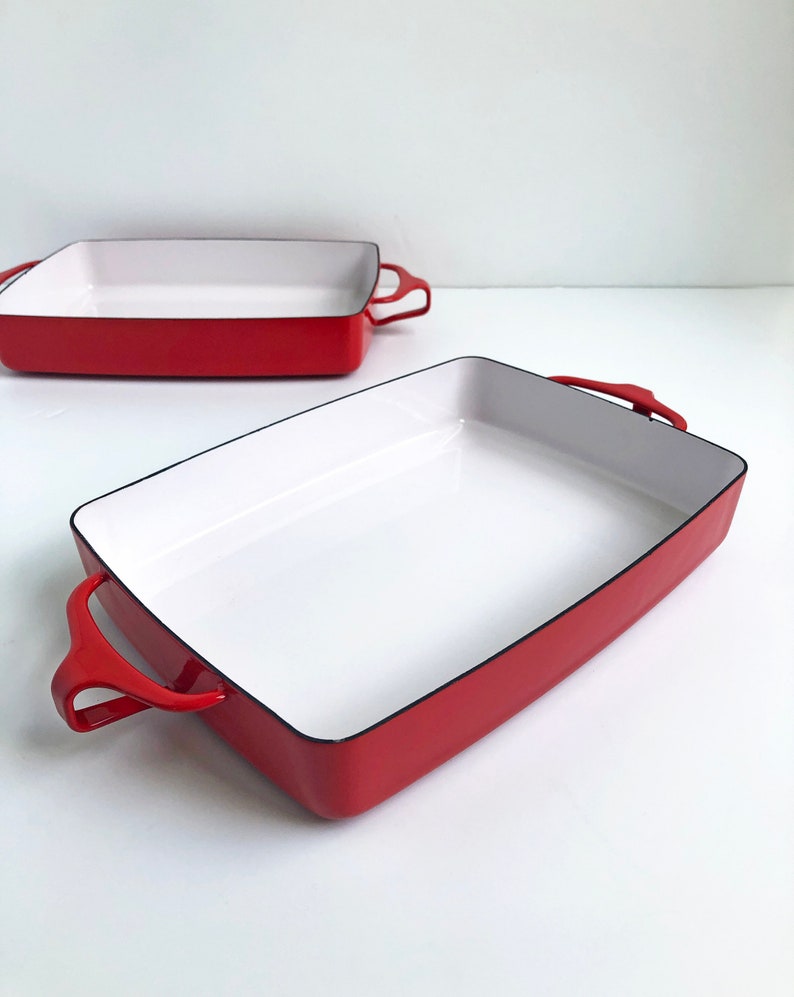 Dansk Kobenstyle Enamel Casserole Baking Pan Red Mid Century Etsy