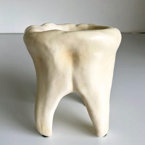 Vintage Dental Large Tooth Molar Planter Vase Sculpture Catchall Signed Poncho Mid Century