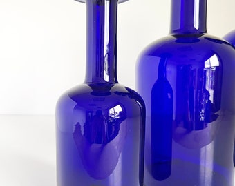 Holmegaard Gulvase Otto Brauer Blue Glass Vase 12" Scandinavian Danish Modern