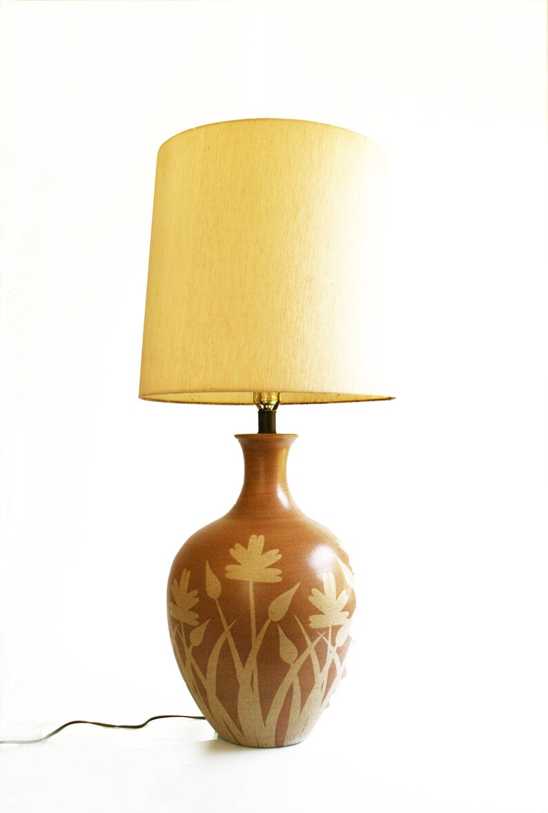 Huge Large Mid Century Pottery Table Lamp