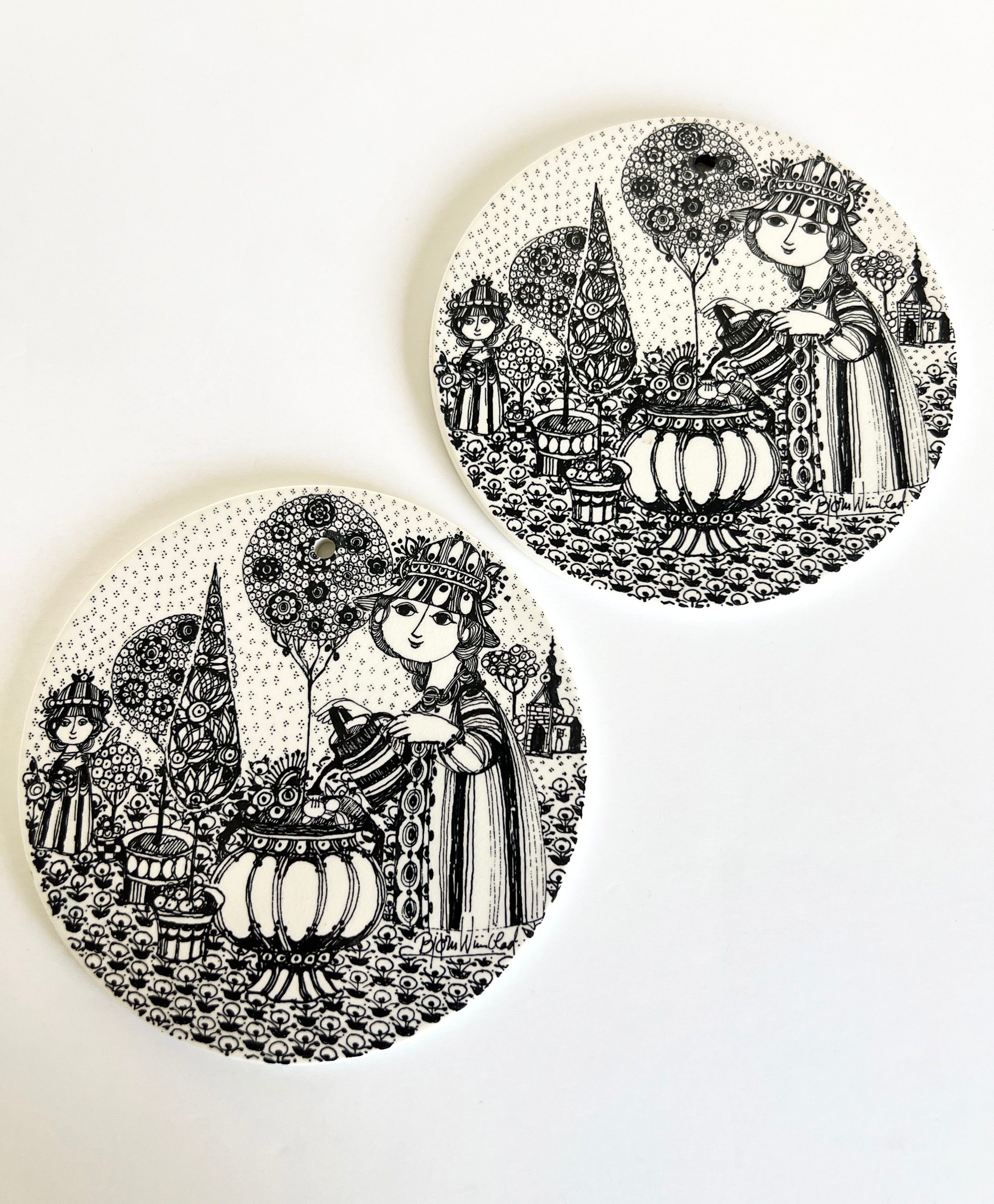 ノルウェー 銅製 エナメル絵皿　Bjornstad ビョーンスタッド ノルウェー 銅製 エナメル絵皿 Bjornstad ビョーンスタッド