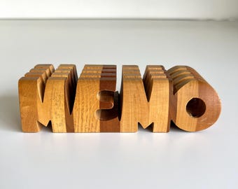 Vintage Memo Holder Wood Pencil Mail Letter Sorter Office Desk Organizer Mid Century