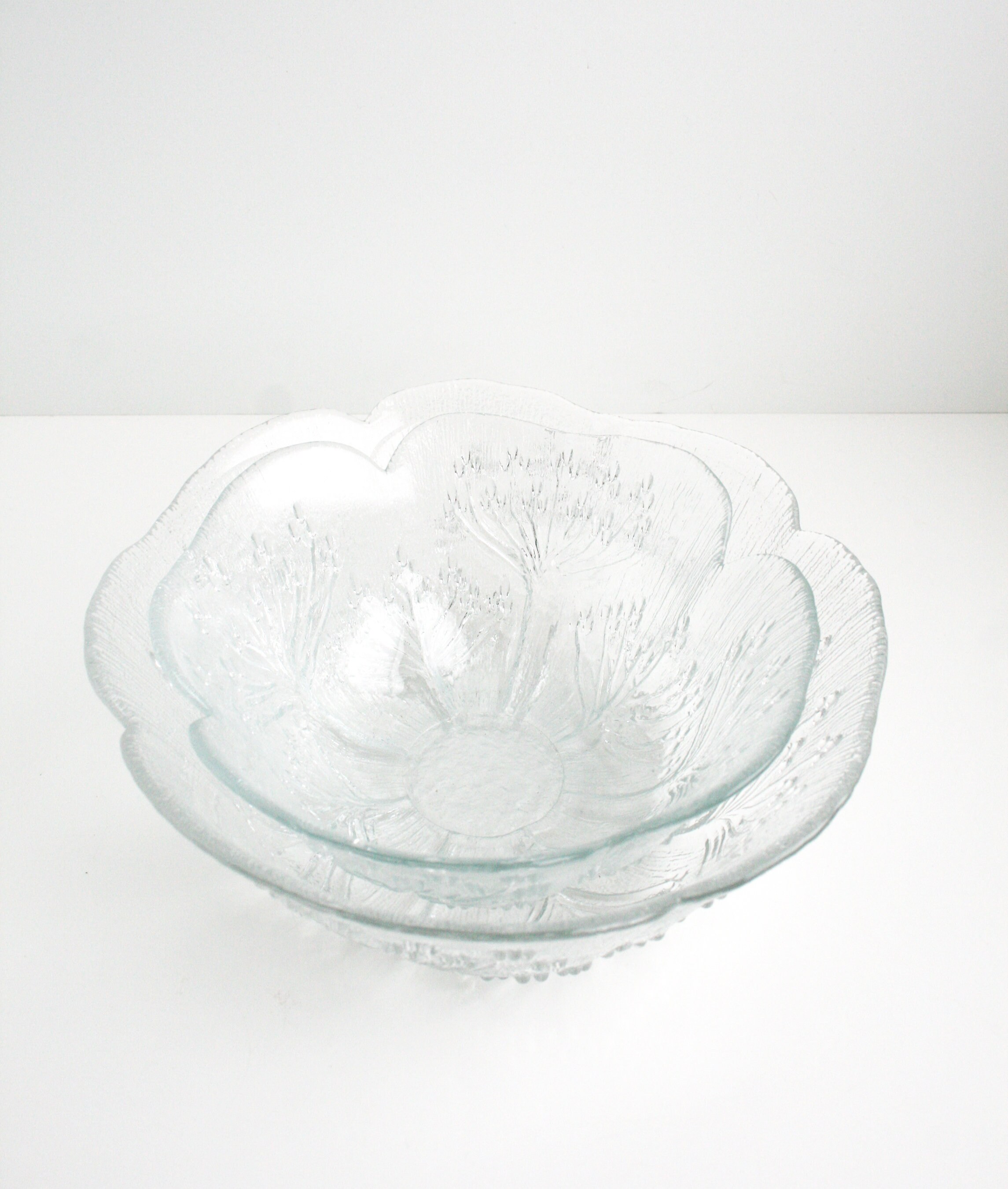 Dansk Floriform Glass XLarge Serving Bowl Set of 2 Mid Century Etsy
