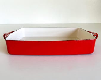 Dansk Kobenstyle Enamel Casserole Baking Pan 16.25" Red Mid Century