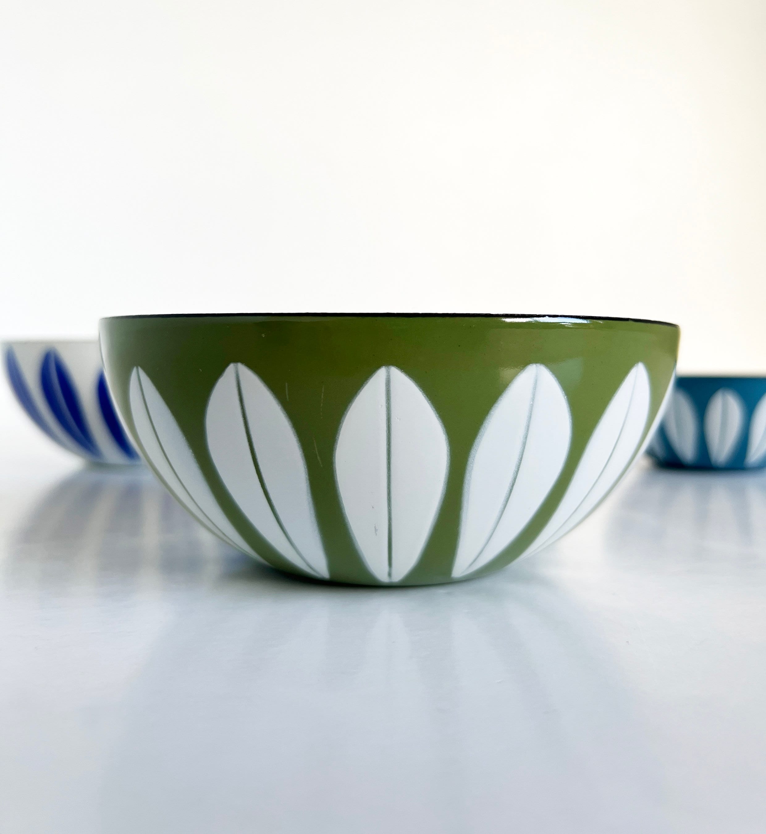 ☆Cathrineholm / Lotus / グリーンボウル / 11cm Cathrineholm Lotus Green White Enamel Bowl 5 5/8