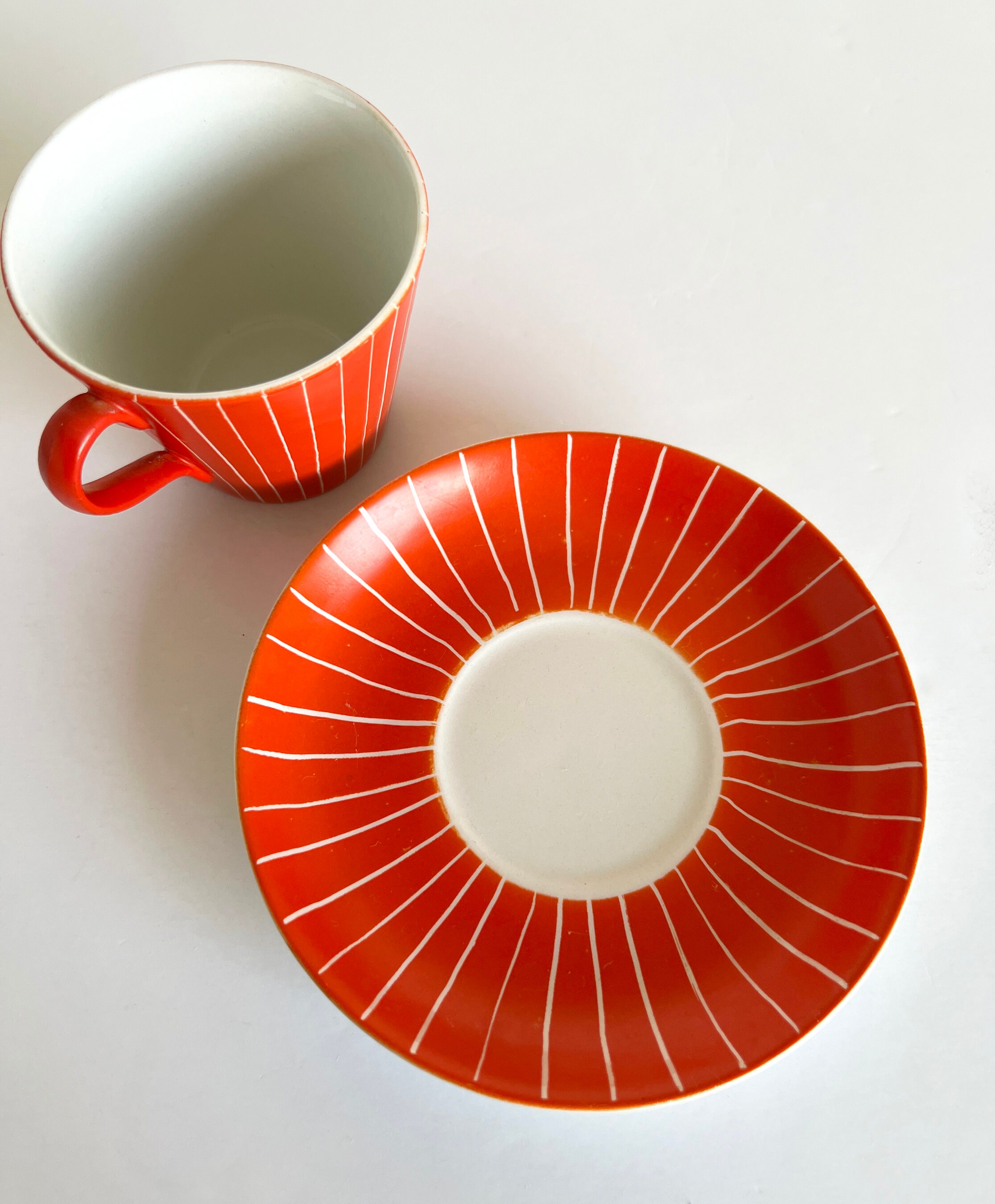 Upsala Ekeby Gefle Zenit Tea Coffee Cup Saucer Red Mid Century - Etsy