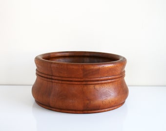 Nissen Large Staved Teak Wood Bowl Danish Modern