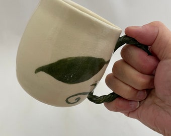 Cup with painted leaf & vines