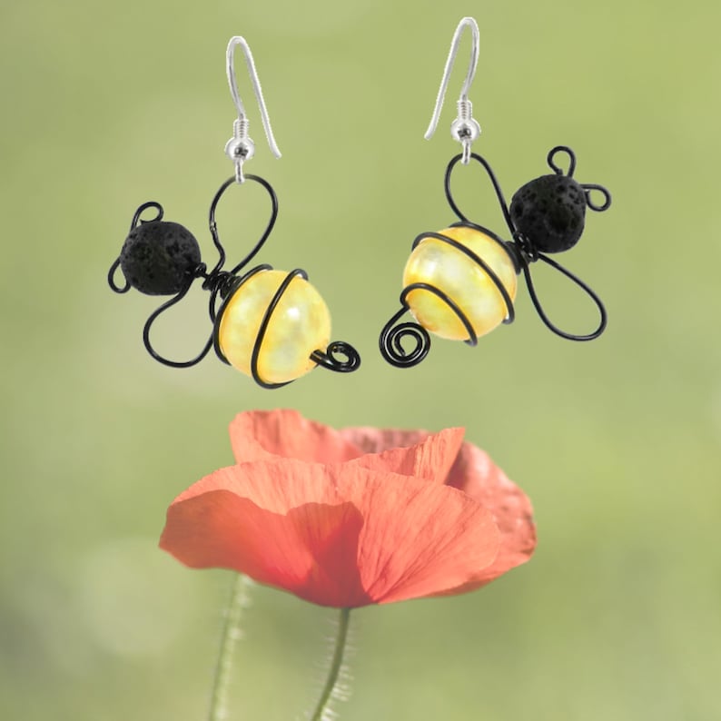 Bee Earrings Insect earrings Insect jewelry save the bees honey bee earrings
