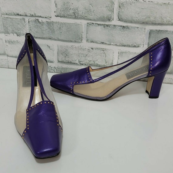 Vintage Fashion Influences 10M Purple Leather Mes… - image 1