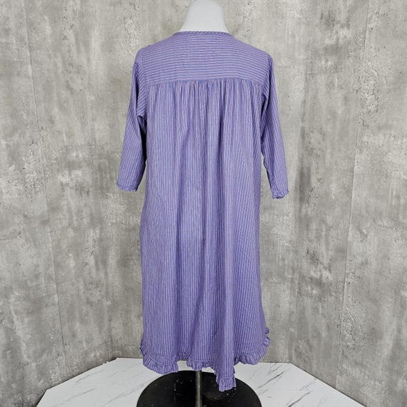 Vintage Mayflower Victoria Womens L Blue Pink Striped Cotton Victorian Nightgown View 4