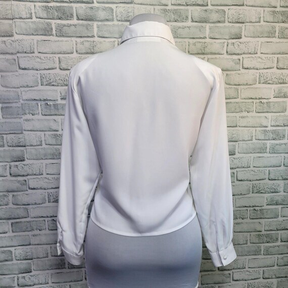 Vintage 80s Yves St. Clair Womens M White Lace Vest Button Up Blouse Career Cas View 5