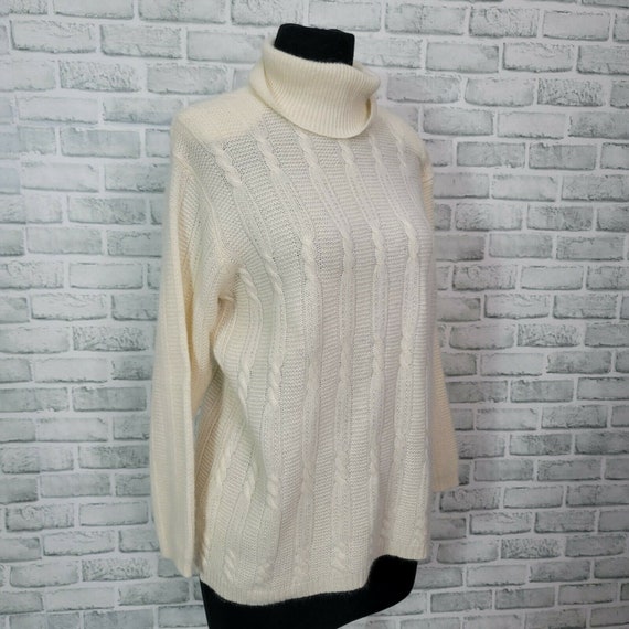 Vintage Jeanne Pierre Womens L Ivory Knit Turtlen… - image 3