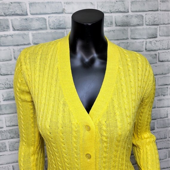 トップス 70's SWESTER EMPORIUM wool cardigan Vintage 70s Emporium Knitwear Womens S Bright Yellow Knit