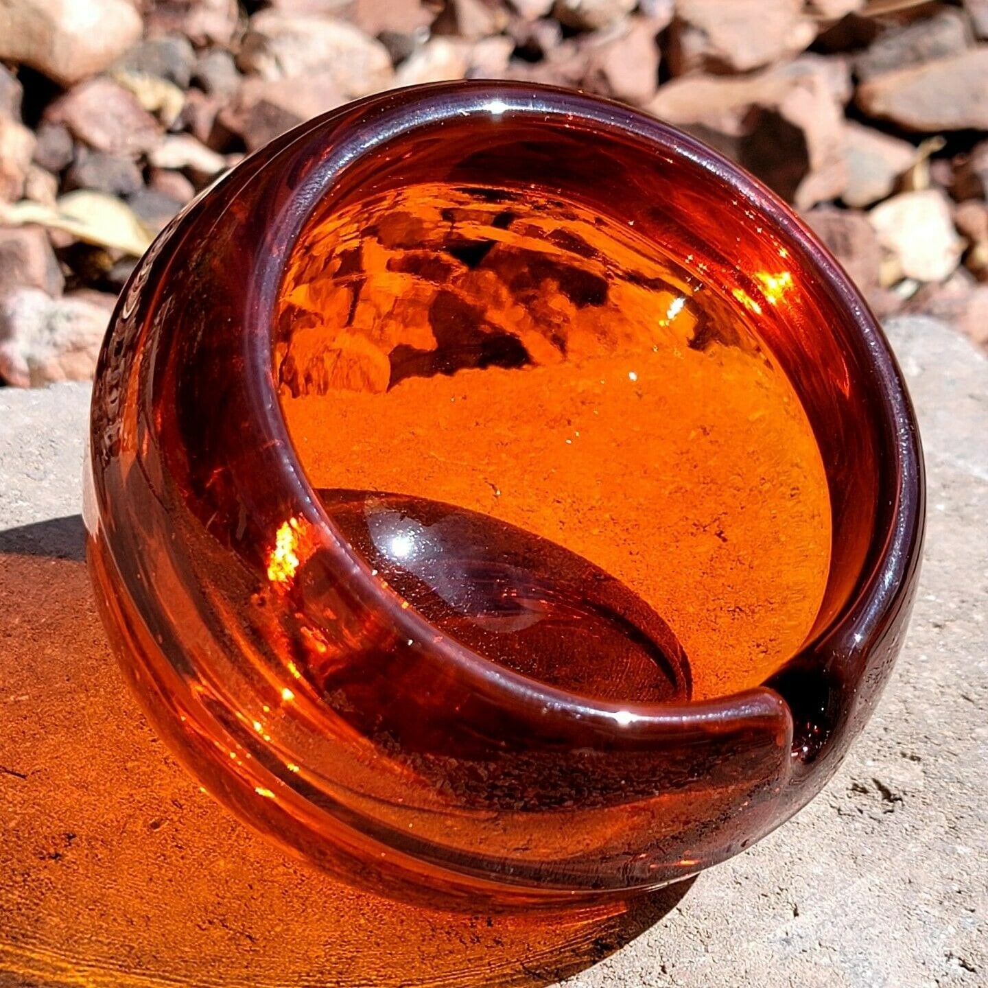 Vintage 60s Viking Glass Orange Orb Half Dome Ashtray Mid Vintage 60s Viking Glass Orange Orb Half Dome Ashtray Mid