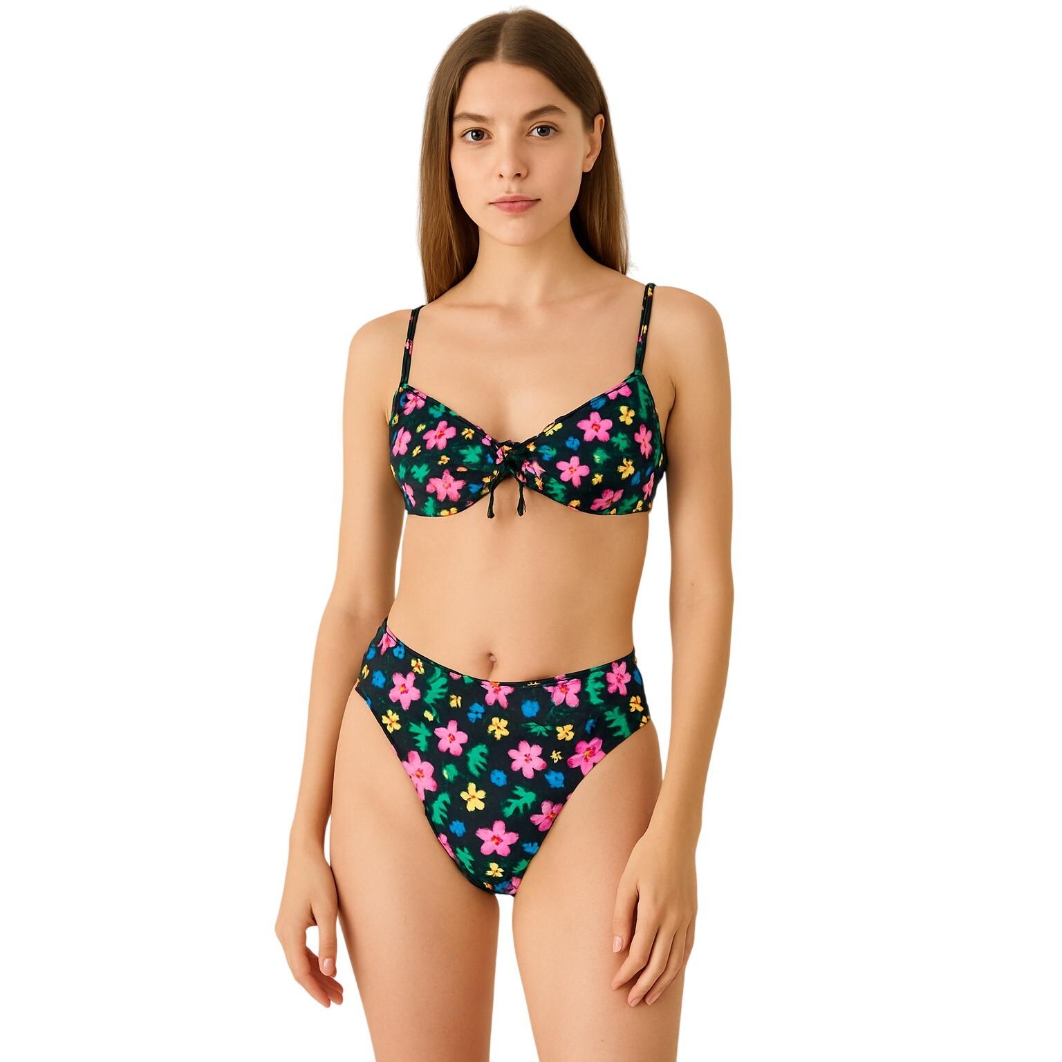 Vintage Y2K 90s VS Floral Bikini Swimsuit Two Piece Neon Flower