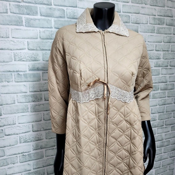 Vintage 50s 60s Danielle Peignoir Set Tan Quilted… - image 4