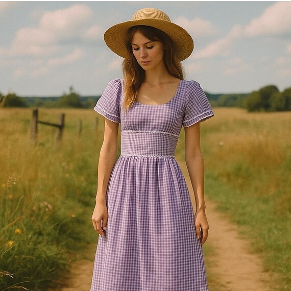 purple gingham maxi dress Willowy Meadow Gingham Maxi Dress VICI
