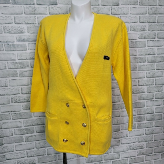 Vintage 90s Vittadini Sport Womens L Yellow Knit … - image 1