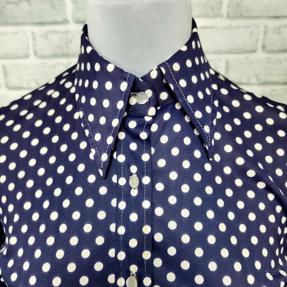 Vintage 80s Personal Leslie Fay Size L Navy Polka… - image 2