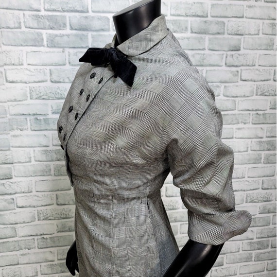 vintage 50s Pat Hartly Houndstooth Plaid Pencil D… - image 10