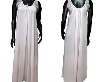 Vintage 70s TOSCA Womens S Light Pink Chiffon Nylon Long Nightgown Full Sweep