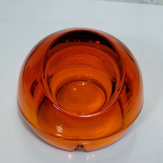 Vintage 60s Viking Glass Orange Orb Half Dome Ashtray Mid Vintage 60s Viking Glass Orange Orb Half Dome Ashtray Mid