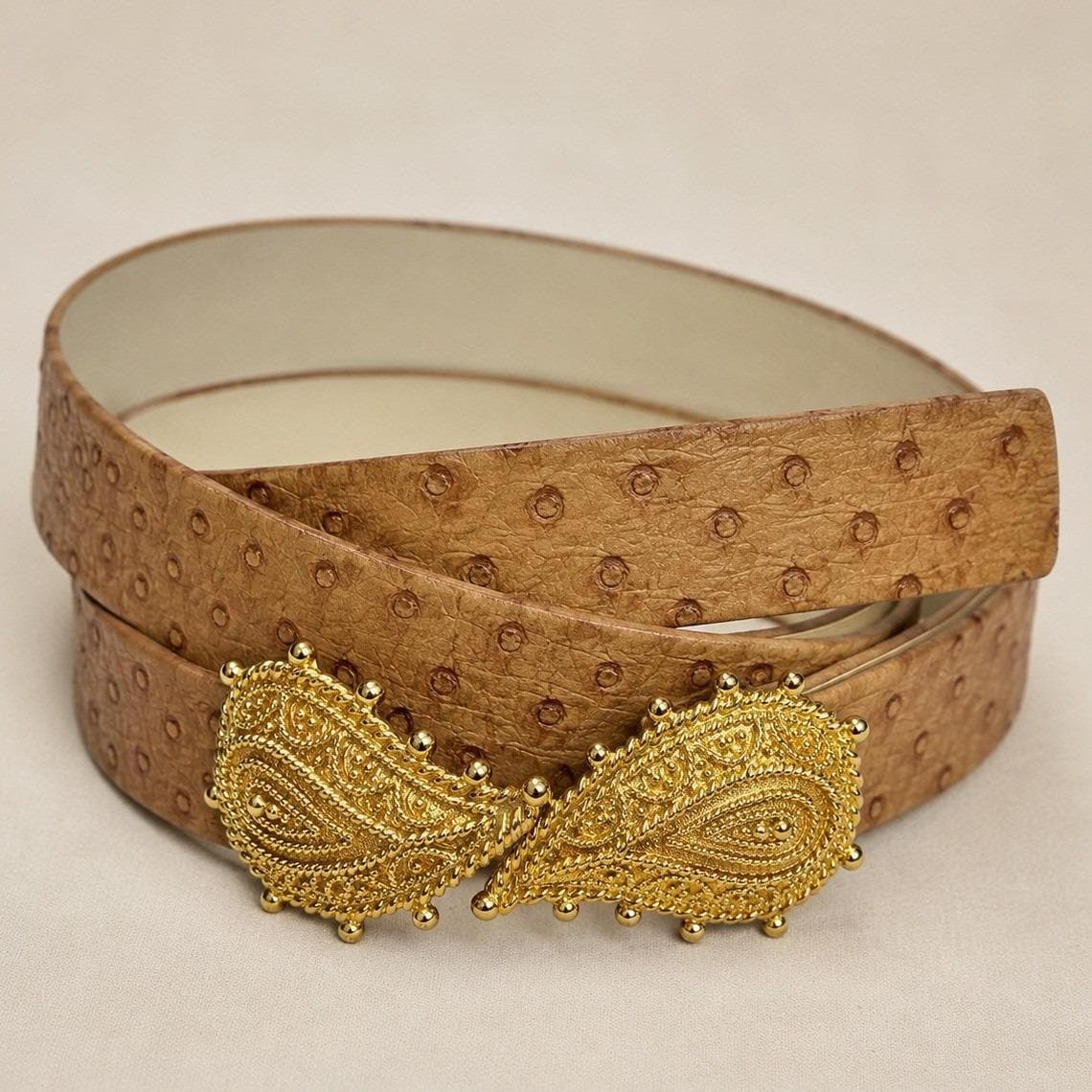 Vintage 90s Mimi Di N Goldtone Paisley Buckle Faux Ostrich  display picture 1