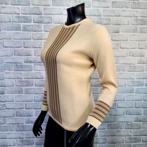 Vintage 70s Demetre Womens S Beige Tan Ski Sweate… - image 4