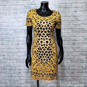 Vintage 90s Bloomingdale's Silk Leopard Baroque Dress Gold Petite 4P - Etsy
