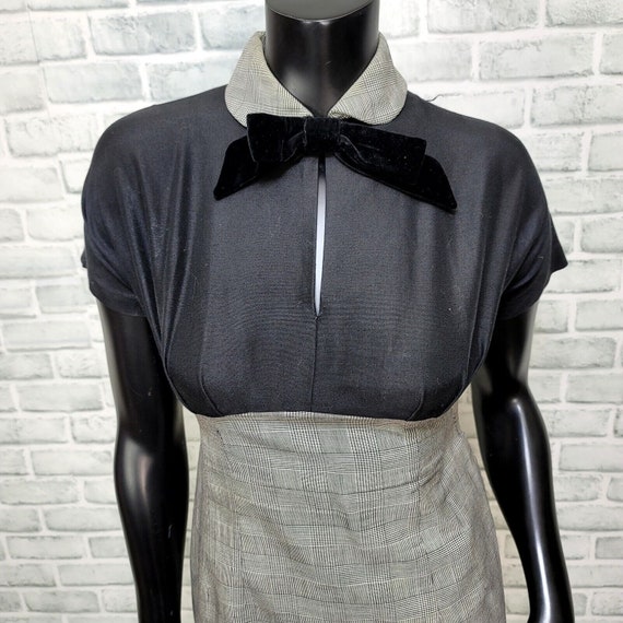 vintage 50s Pat Hartly Houndstooth Plaid Pencil D… - image 3