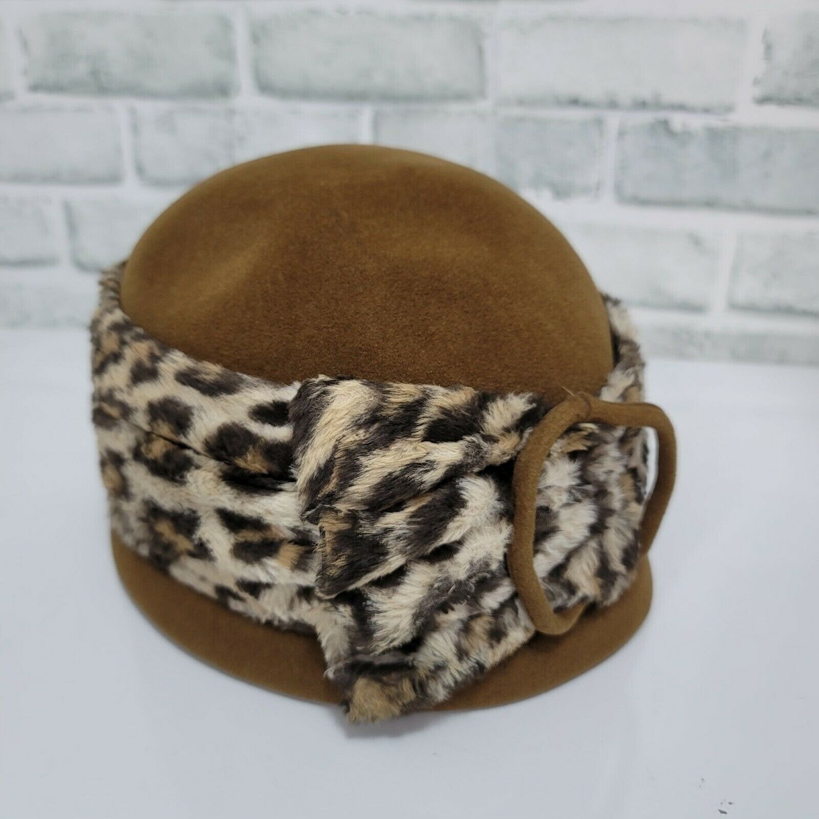 Luxury Designer Leopard Vintage MARZI FIRENZE Wide BrimHat,Italian 100% LAPIN Leopard Print Fedora Hat, Animal Print Vintage Hat, Womens  main image 3